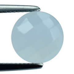 NATURAL CHALCEDONY CHECKER ROUND CAB 10.50MM 2.80 Cts.