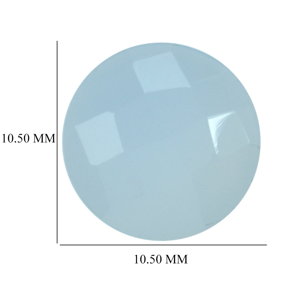 NATURAL CHALCEDONY CHECKER ROUND CAB 10.50MM 2.80 Cts.