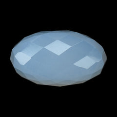 NATURAL CHALCEDONY CHECKER HIGH DOME OVAL CAB 14X8 MM 7.08 Cts.