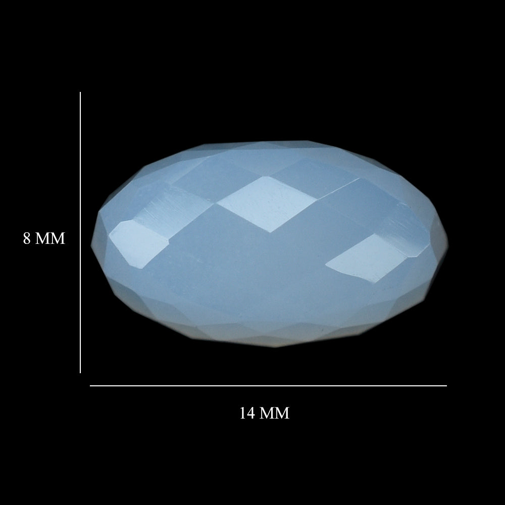 NATURAL CHALCEDONY CHECKER HIGH DOME OVAL CAB 14X8 MM 7.08 Cts.
