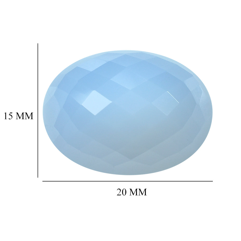 NATURAL CHALCEDONY CHECKER OVAL CAB 20X15MM 18.10 Cts.