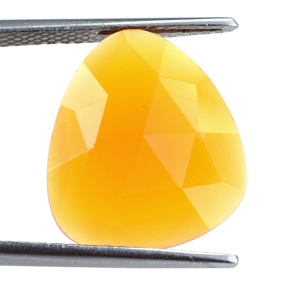 PAPAYA CHALCEDONY ROSE CUT BRIOLETTE PEARISH 18X16MM 7.03 Cts.