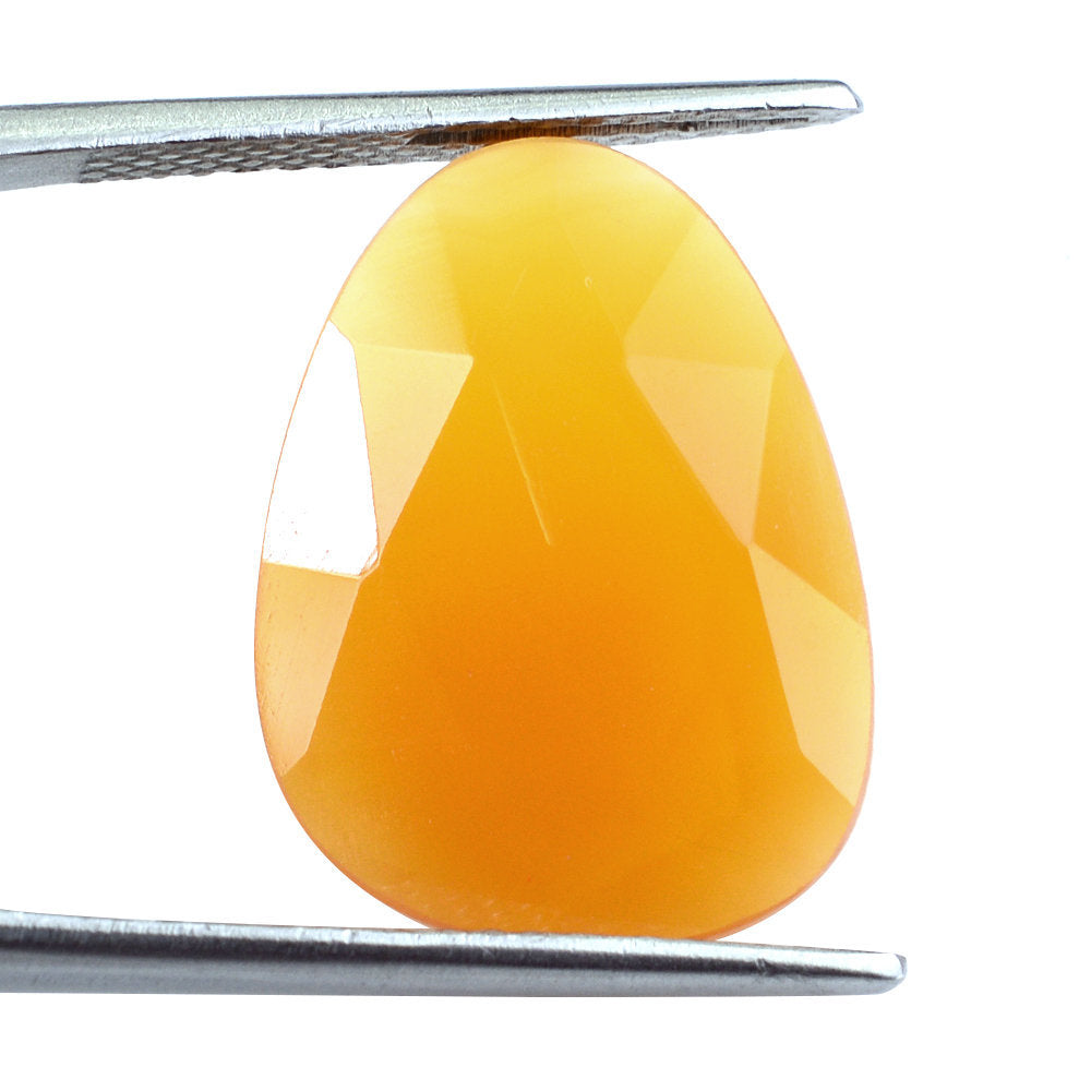 PAPAYA CHALCEDONY ROSE CUT BRIOLETTE PEARISH 20X15MM 7.69 Cts.