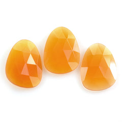 PAPAYA CHALCEDONY ROSE CUT BRIOLETTE PEARISH 20X15MM 7.69 Cts.