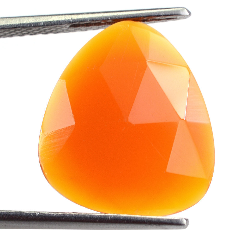 PAPAYA CHALCEDONY ROSE CUT BRIOLETTE PEARISH 18X16MM 6.90 Cts.