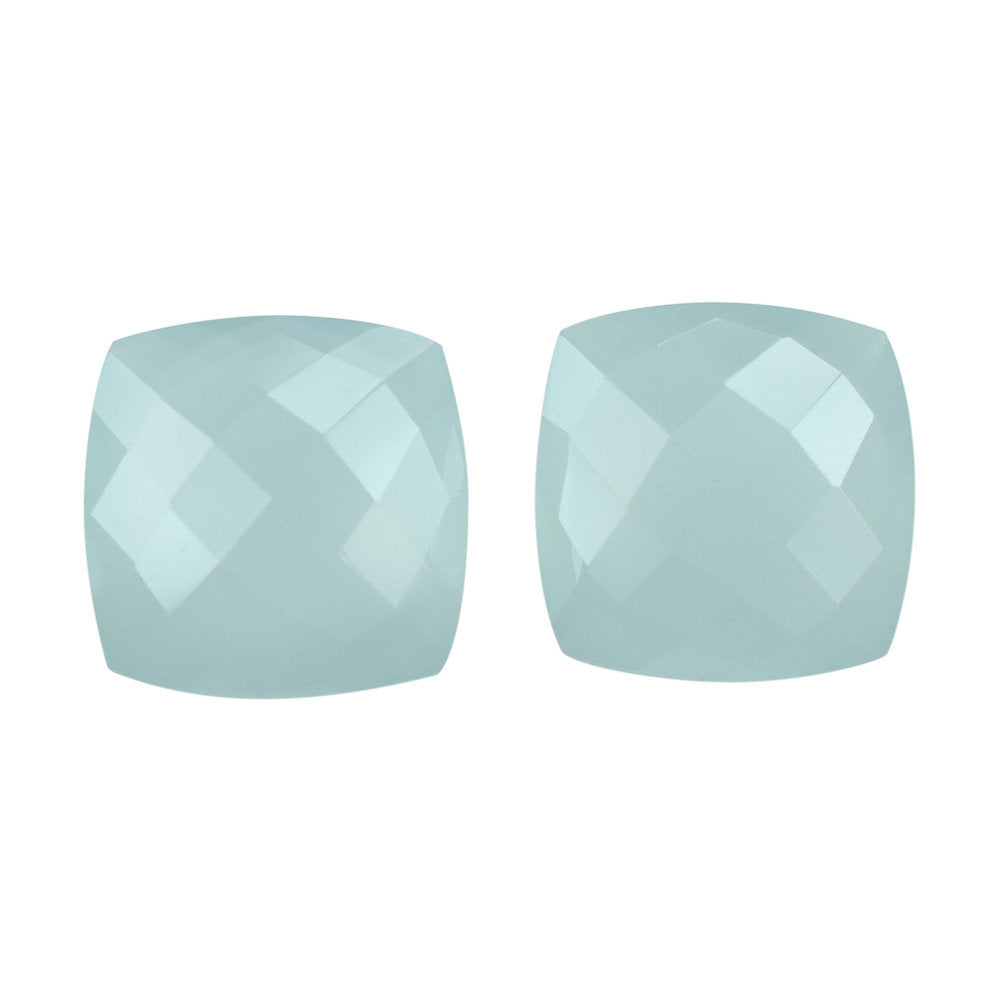 DYED PERU CHALCEDONY BRIOLETTE CUSHION (SHARP CORNERS) 14MM 9.16 Cts.