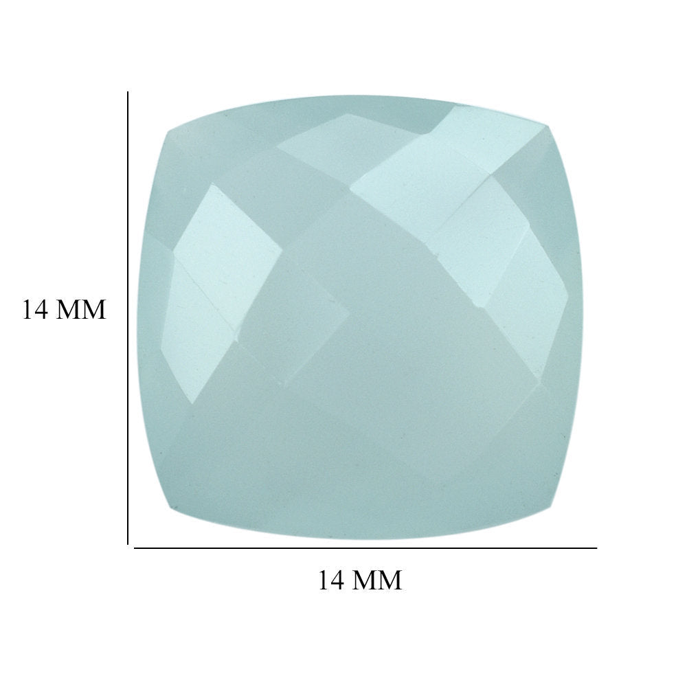 DYED PERU CHALCEDONY BRIOLETTE CUSHION (SHARP CORNERS) 14MM 9.16 Cts.