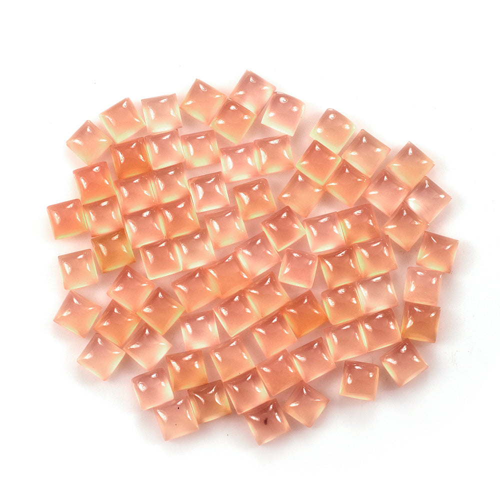 DYED PINK CHALCEDONY SQUARE CAB 6MM 1.48 Cts.