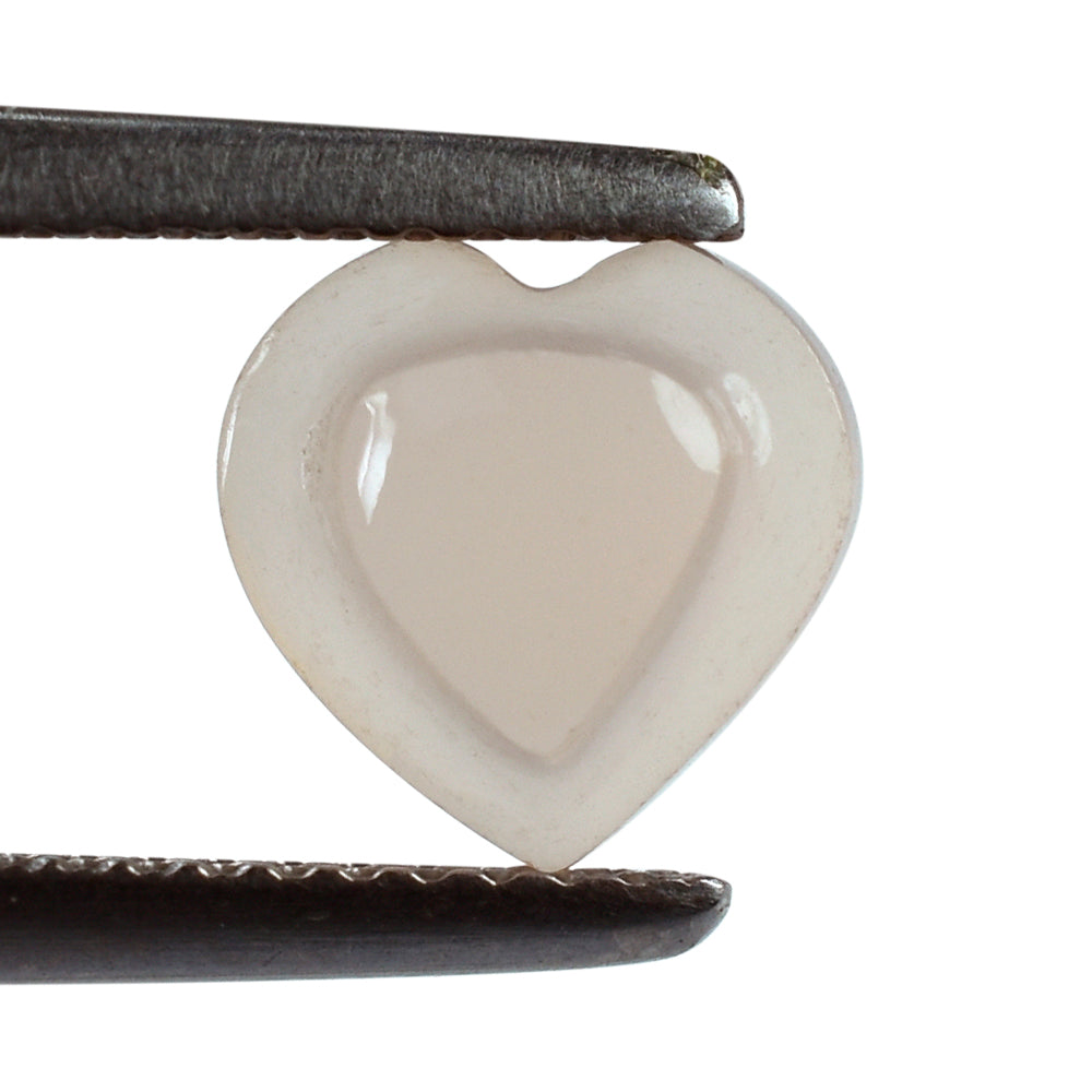 DYED PINK CHALCEDONY CARVED HEART PLATE 8MM 1.59 Cts.