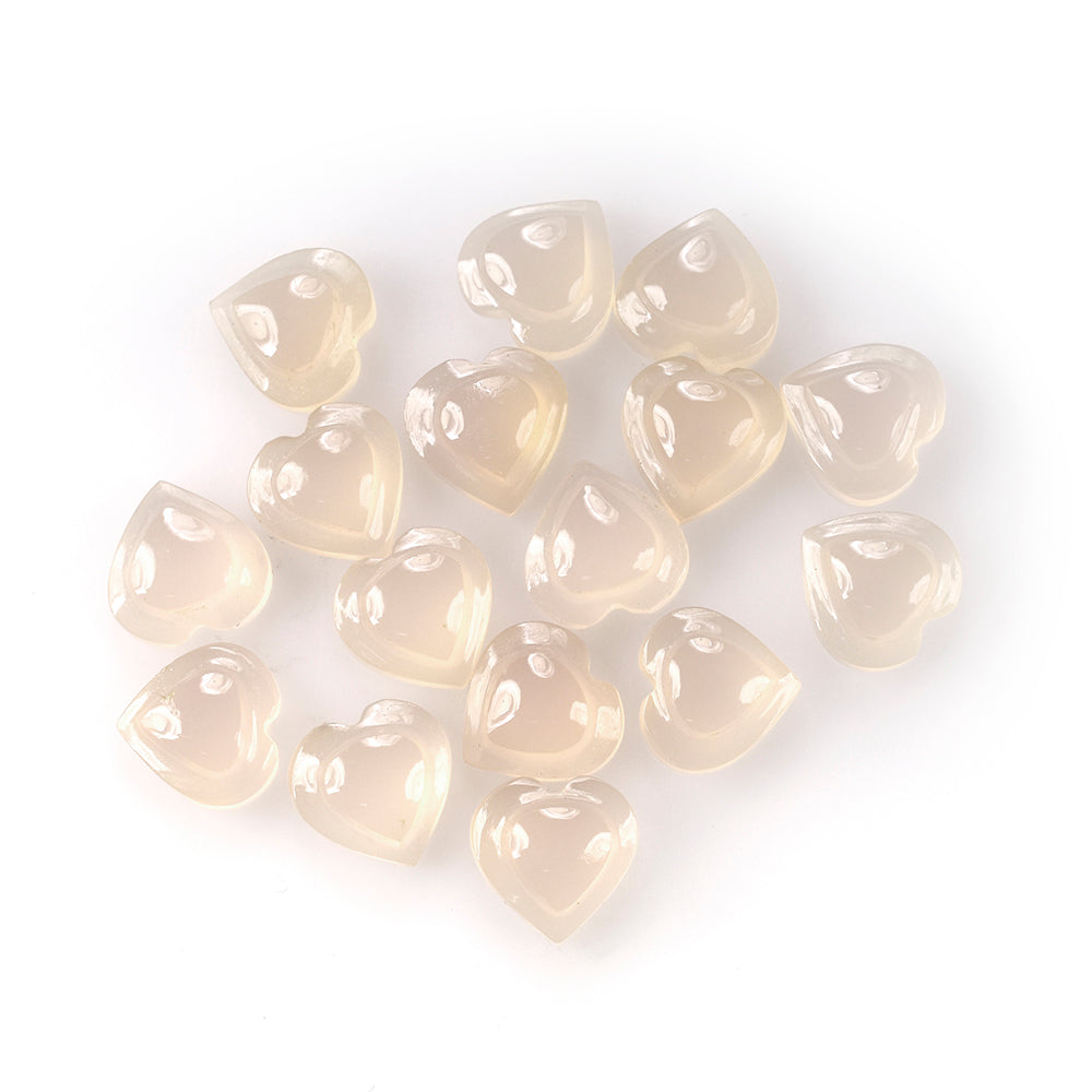 DYED PINK CHALCEDONY CARVED HEART PLATE 8MM 1.59 Cts.