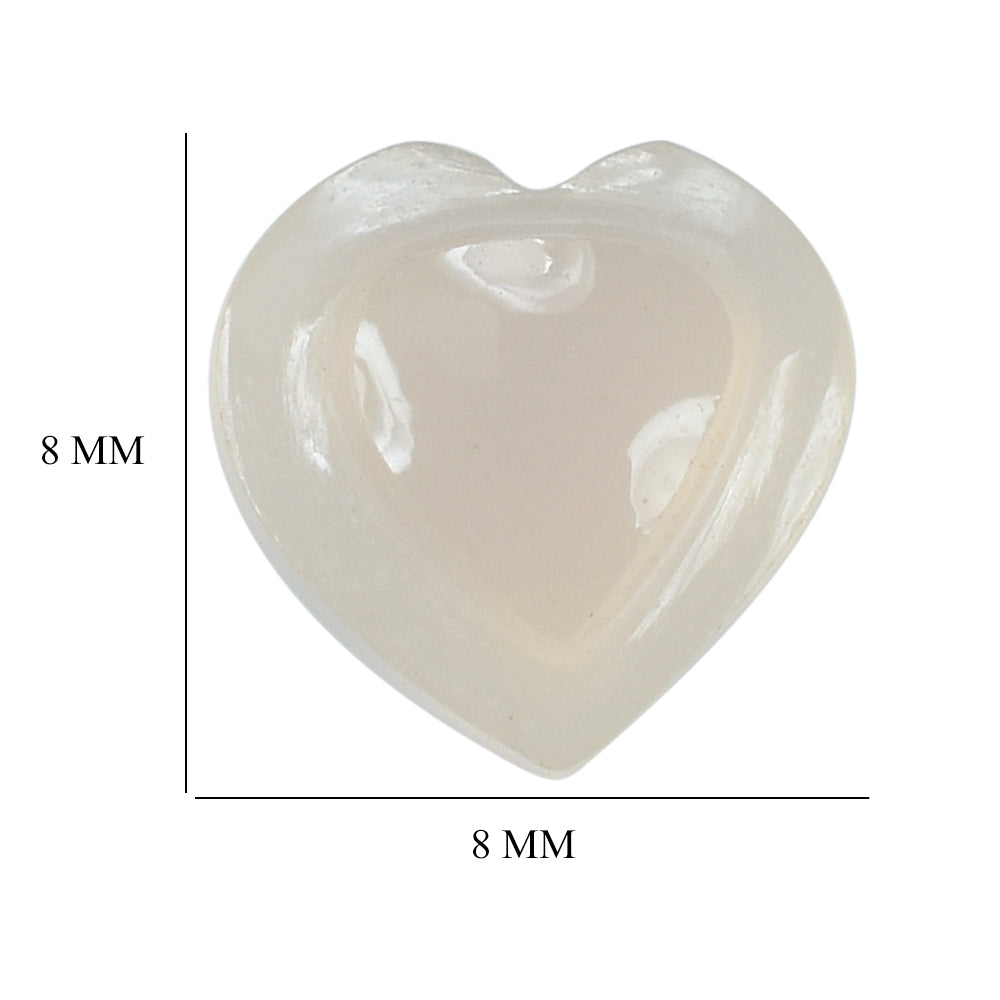 DYED PINK CHALCEDONY CARVED HEART PLATE 8MM 1.59 Cts.