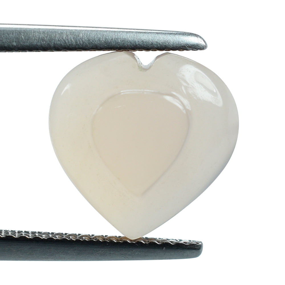 DYED PINK CHALCEDONY CARVED HEART PLATE 12MM 4.68 Cts.