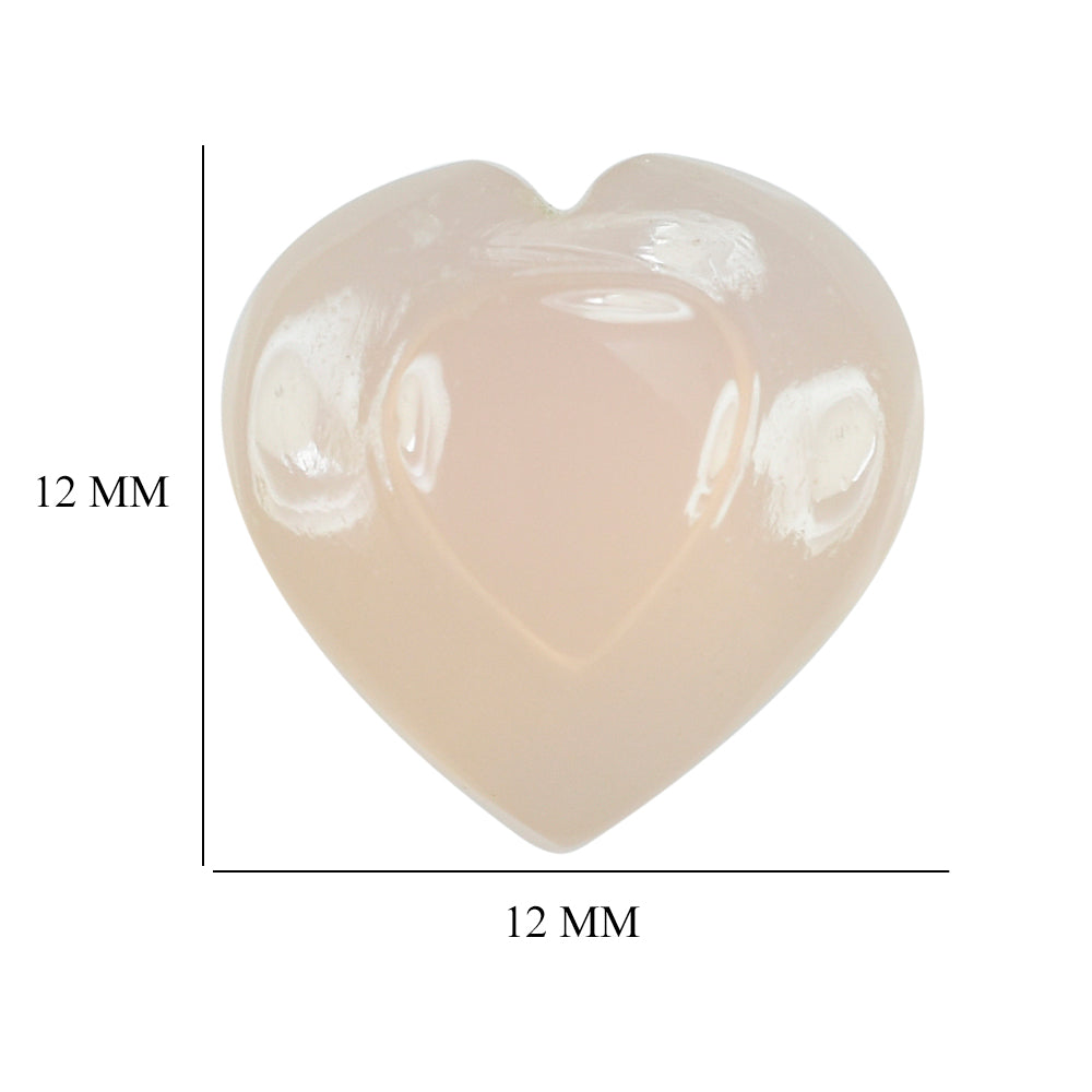 DYED PINK CHALCEDONY CARVED HEART PLATE 12MM 4.68 Cts.