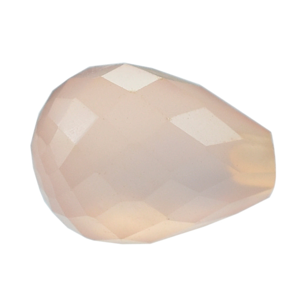 DYED PINK CHALCEDONY FACETED DROPS (HALF DRILL 0.70MM) 7X5MM 1.25 Cts.