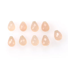 DYED PINK CHALCEDONY FACETED DROPS (HALF DRILL 0.70MM) 7X5MM 1.25 Cts.