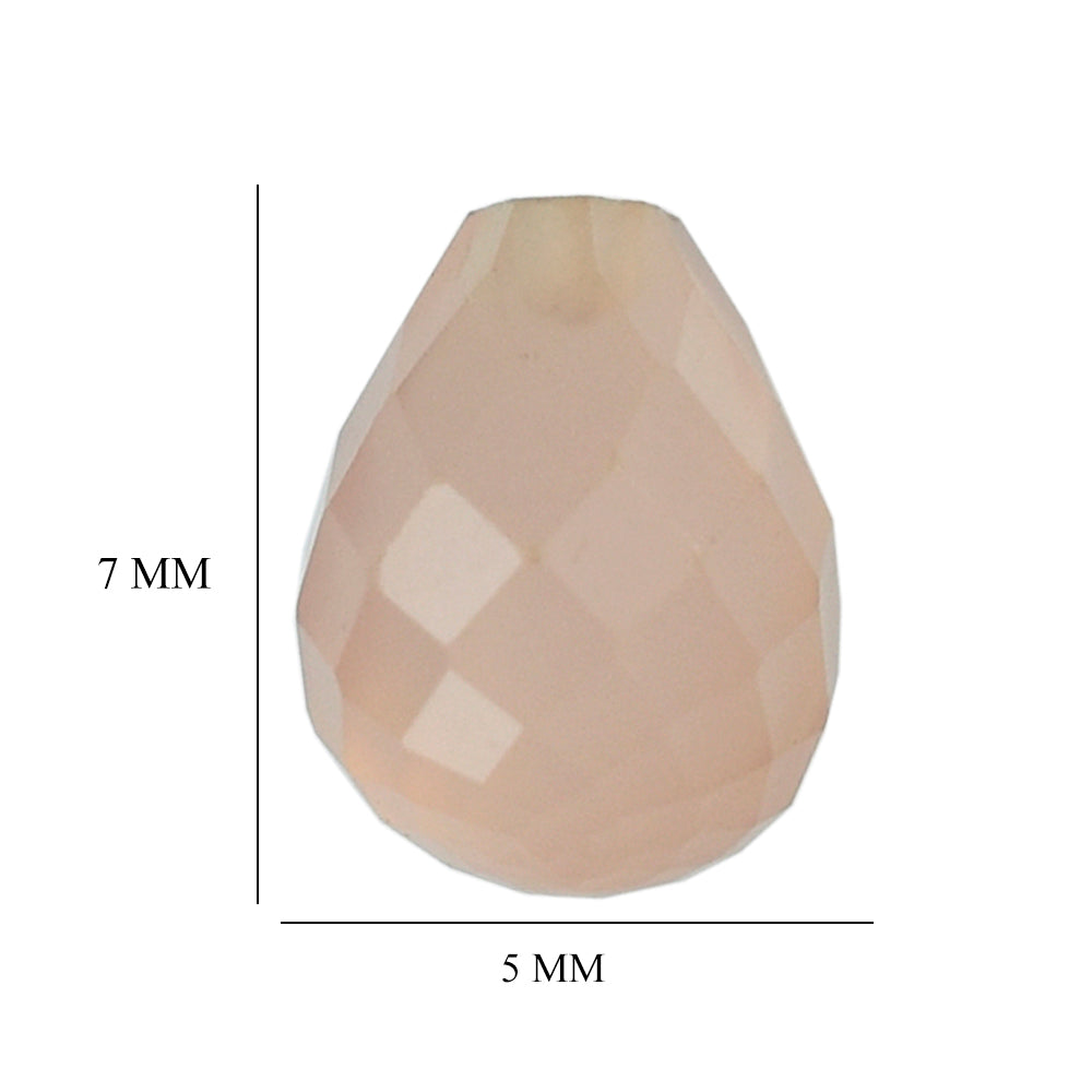 DYED PINK CHALCEDONY FACETED DROPS (HALF DRILL 0.70MM) 7X5MM 1.25 Cts.