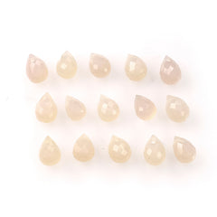 DYED PINK CHALCEDONY FACETED DROPS (FULL DRILL) 7X5MM 1.02 Cts.
