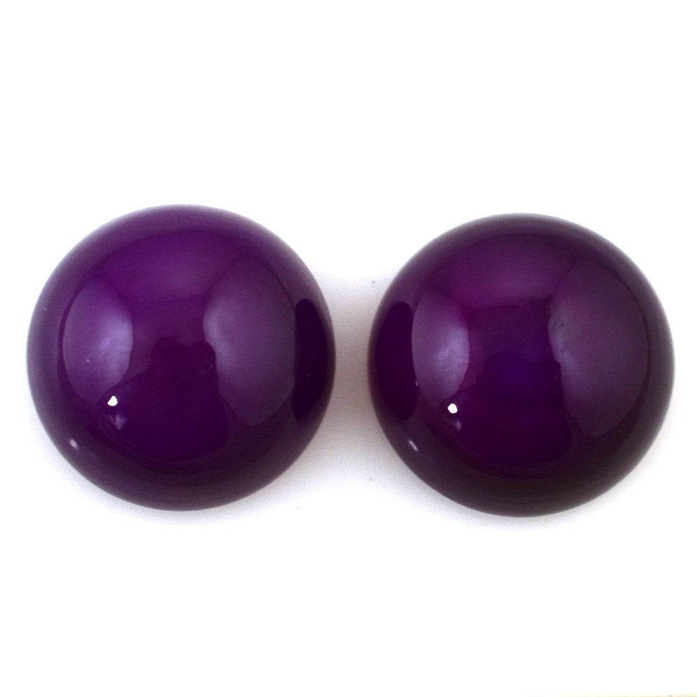 DYED PURPLE CHALCEDONY ROUND CAB 13.50MM 9.48 Cts.
