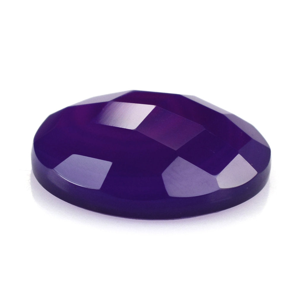 DYED PURPLE CHALCEDONY CHECKER ROUND CAB 12MM 3.50 Cts.