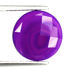 DYED PURPLE CHALCEDONY CHECKER ROUND CAB 12MM 3.50 Cts.