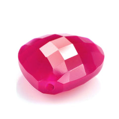 DYED RED FUCHSIA CHALCEDONY BRIOLETTE PEAR (HALF DRILL) 20X15MM 11.80 Cts.