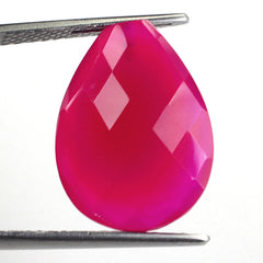 DYED RED FUCHSIA CHALCEDONY BRIOLETTE PEAR (HALF DRILL) 20X15MM 11.80 Cts.