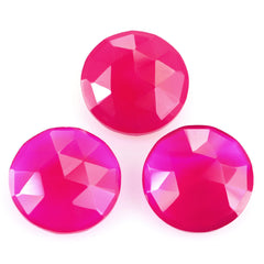 DYED RED FUCHSIA CHALCEDONY ROSE CUT BRIOLETTE ROUND 10MM 2.27 Cts.