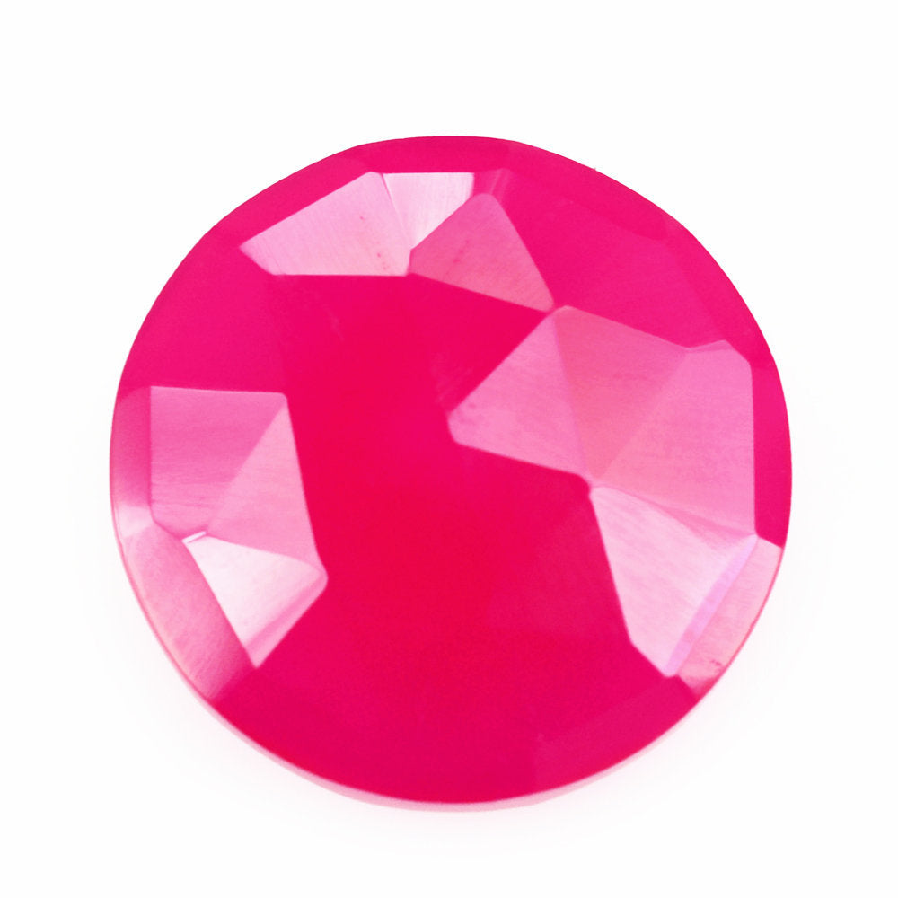 DYED RED FUCHSIA CHALCEDONY ROSE CUT BRIOLETTE ROUND 10MM 2.27 Cts.