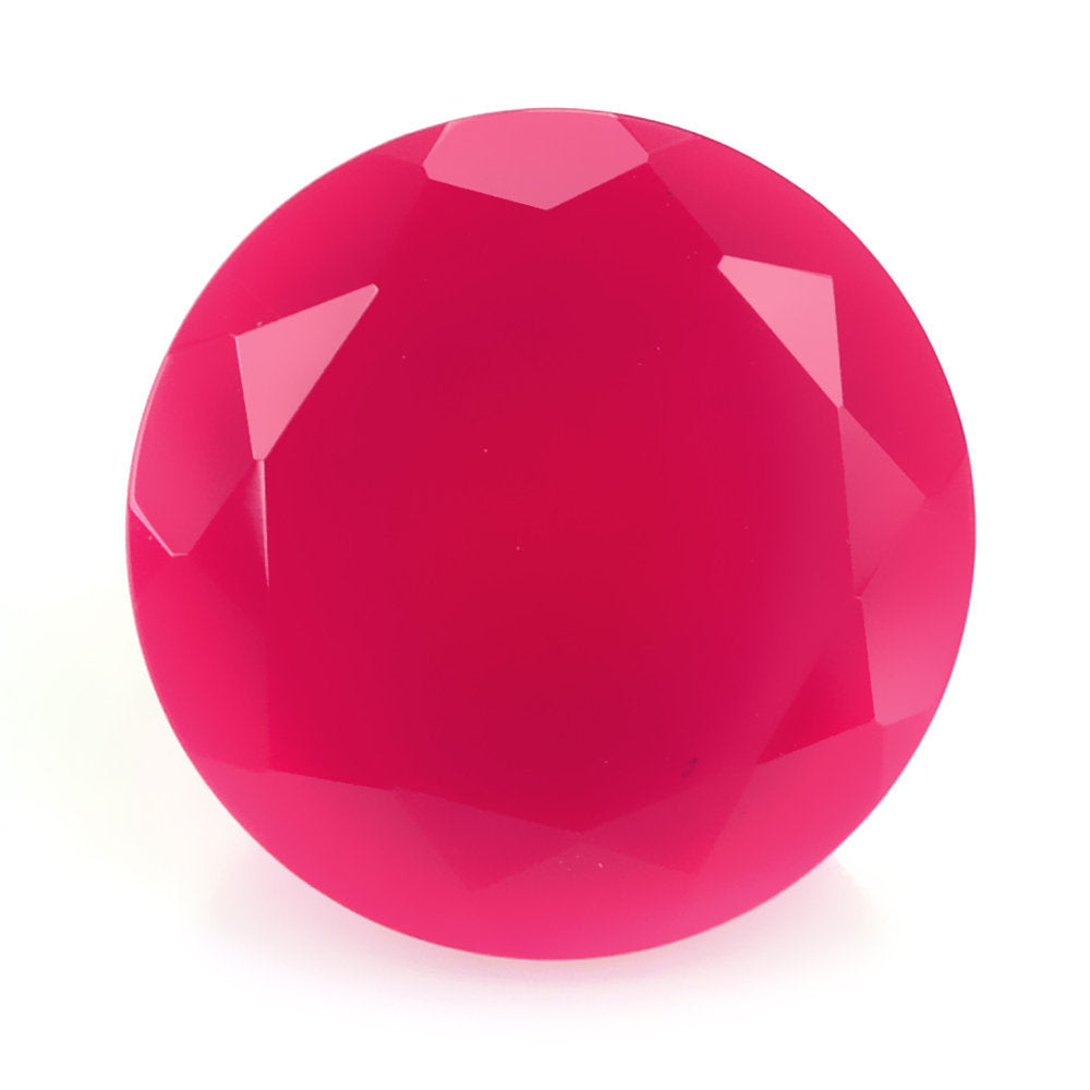 DYED RED FUCHSIA CHALCEDONY CUT ROUND 12MM 5.88 Cts.