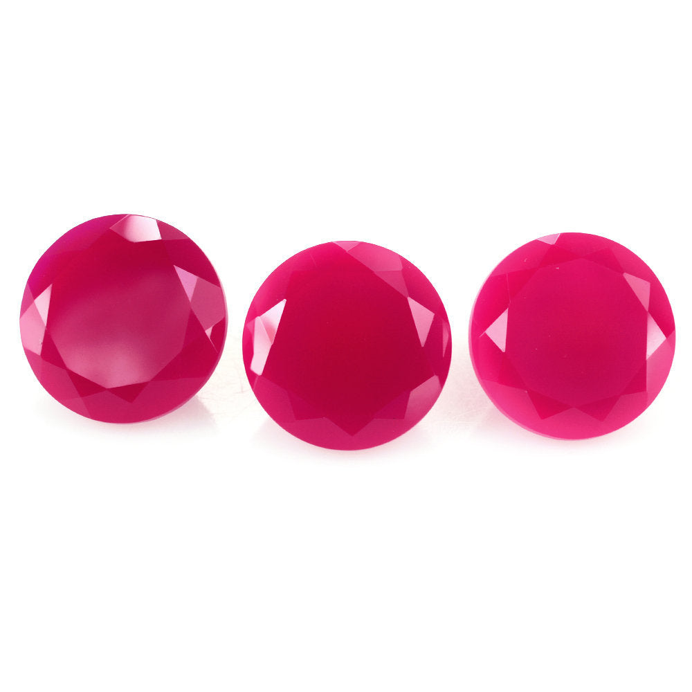 DYED RED FUCHSIA CHALCEDONY CUT ROUND 12MM 5.88 Cts.