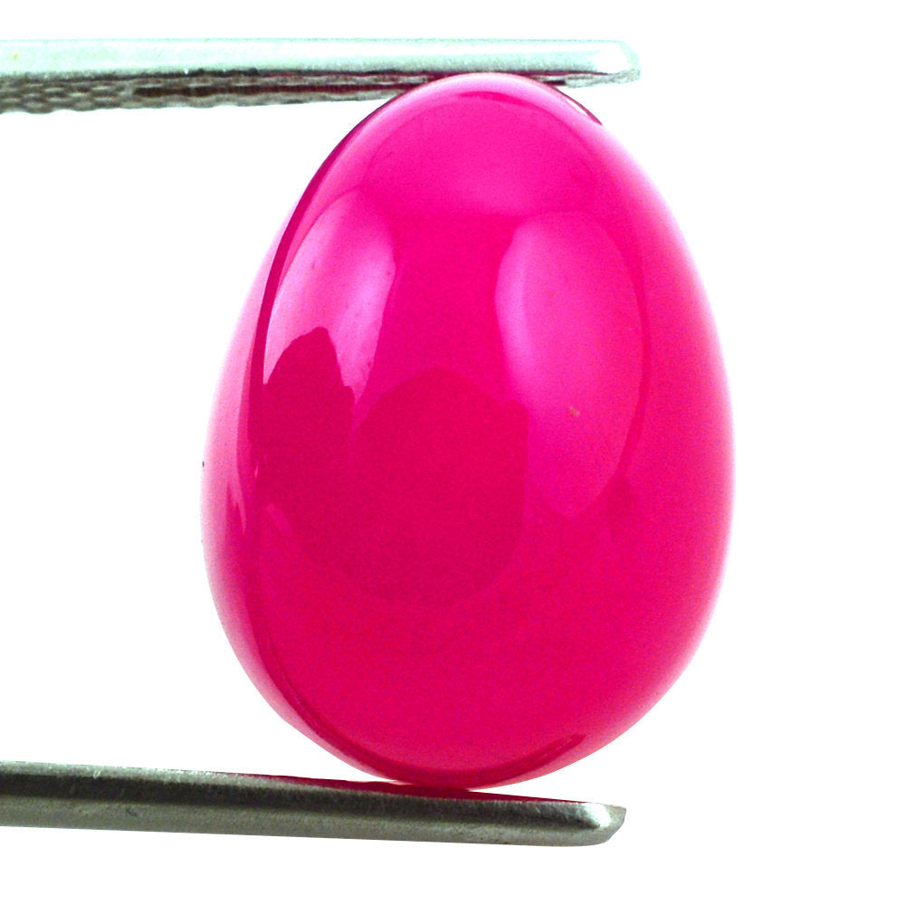 DYED RED FUCHSIA CHALCEDONY IRREGULAR PEAR CAB 16X12MM 14.54 Cts.