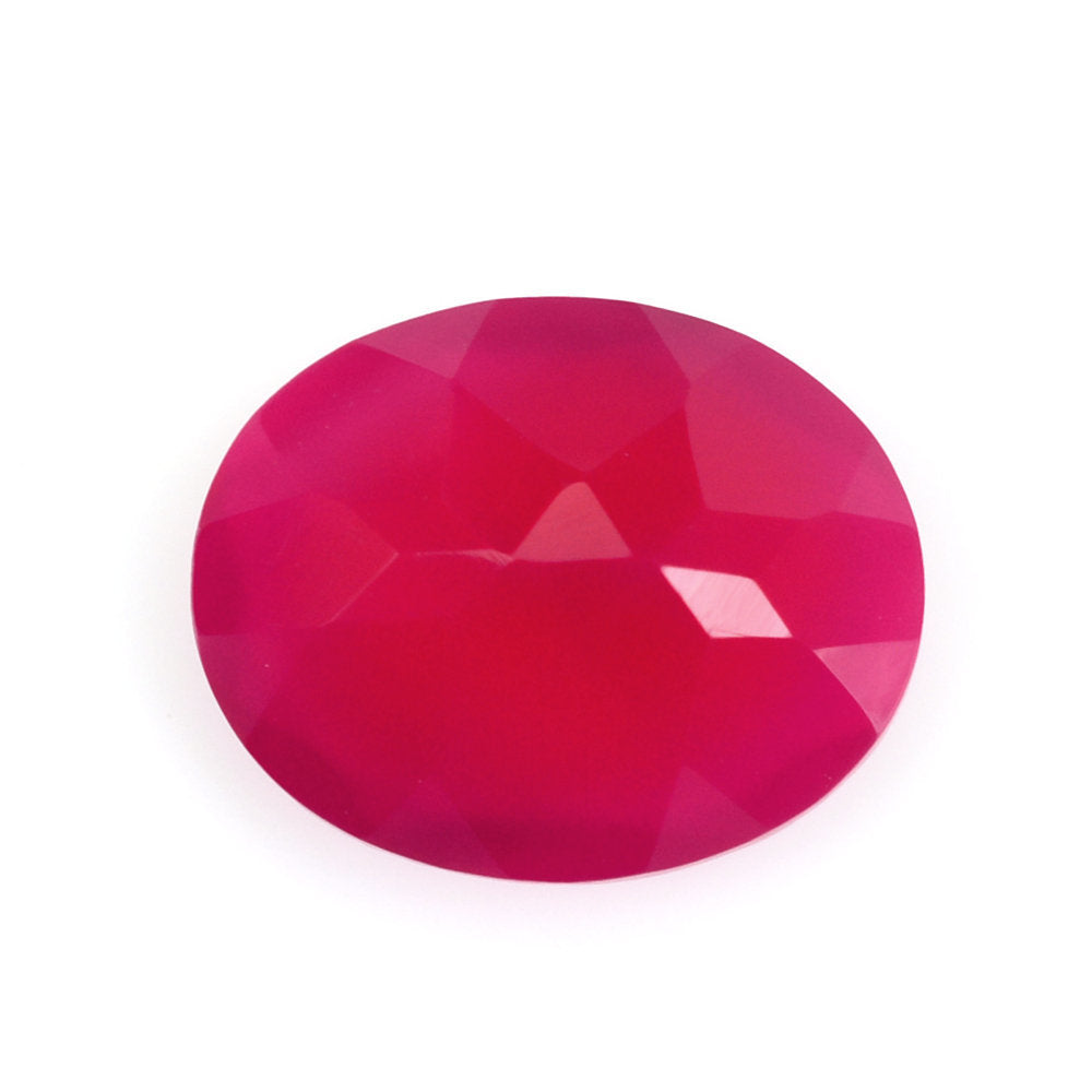 DYED RED FUCHSIA CHALCEDONY CUT OVAL 10X8MM 2.37 Cts.