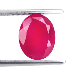 DYED RED FUCHSIA CHALCEDONY CUT OVAL 10X8MM 2.37 Cts.