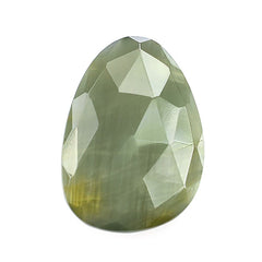 CAT'S EYE GREY ROSE CUT BRIOLETTE PEARISH 14X10MM 4 Cts.