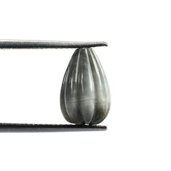 CAT'S EYE GREY MELON CARVED DROPS 12.00X8.00 MM 4.98 Cts.
