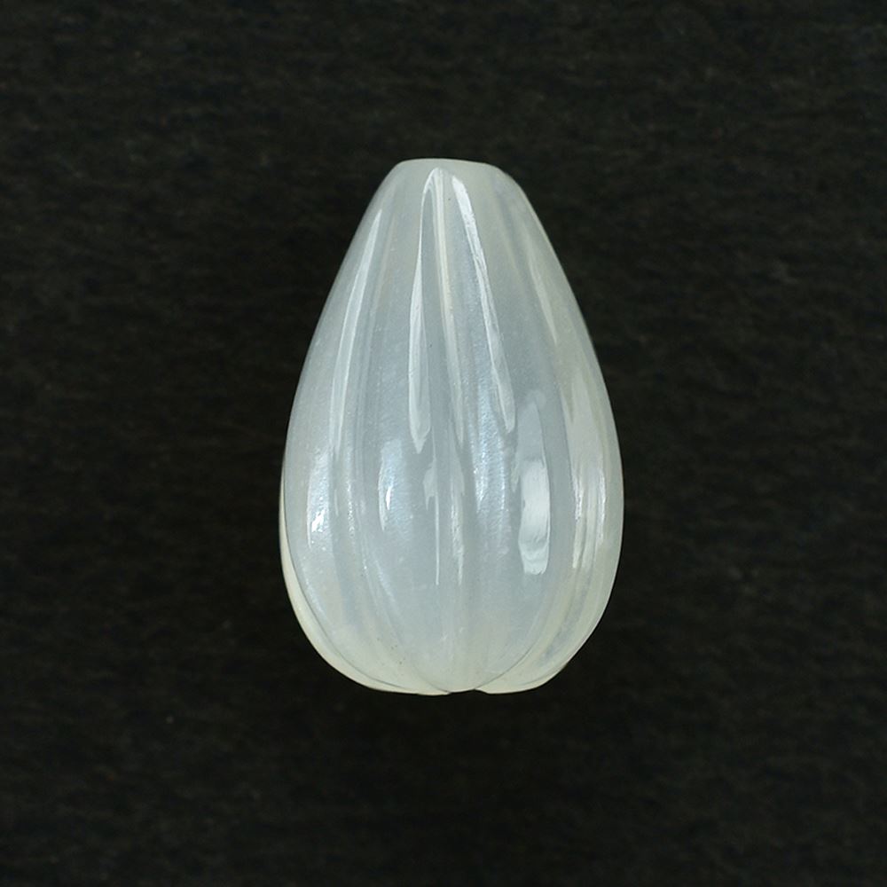WHITE MOONSTONE MELON CARVED DROPS (MILKY) (CLEAN) 12X8 MM 4.65 Cts.