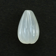 WHITE MOONSTONE MELON CARVED DROPS (MILKY) (CLEAN) 12X8 MM 4.65 Cts.