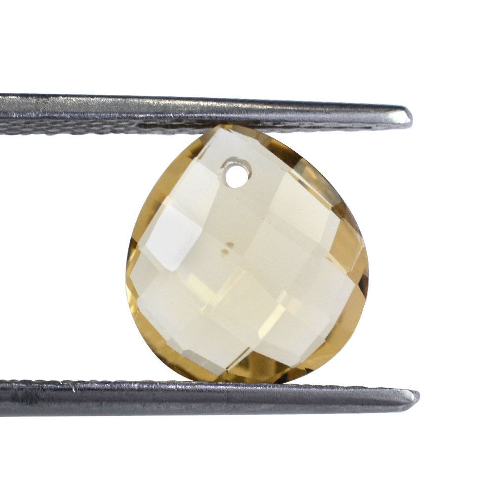 CHAMPAGNE QUARTZ BRIOLETTE PEAR (FULL DRILL)  11X10MM 2.50 Cts.