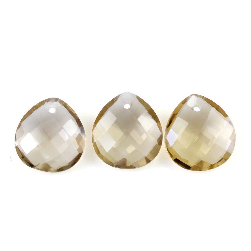 CHAMPAGNE QUARTZ BRIOLETTE PEAR (FULL DRILL)  11X10MM 2.50 Cts.