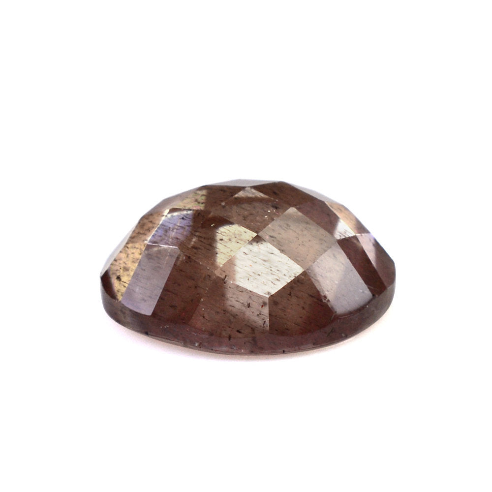 CHAMPAGNE SUNSTONE CHECKER OVAL CAB 12X10MM 3.57 Cts.