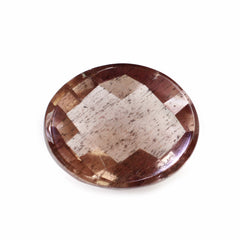 CHAMPAGNE SUNSTONE CHECKER OVAL CAB 12X10MM 3.57 Cts.