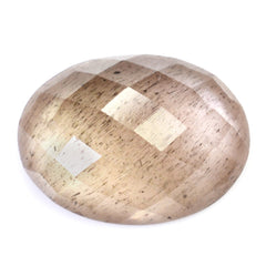 CHAMPAGNE SUNSTONE CHECKER OVAL CAB 16X12MM 8.42 Cts.