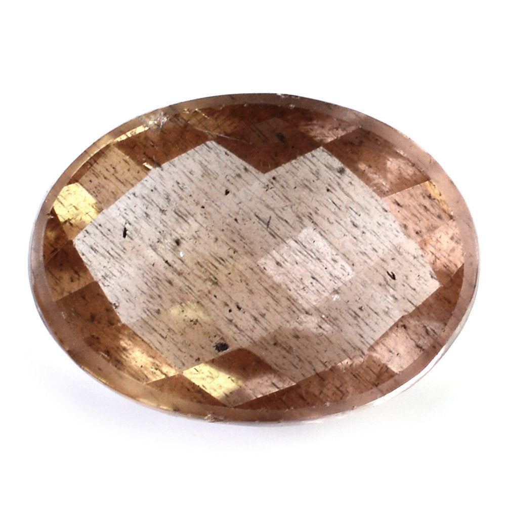 CHAMPAGNE SUNSTONE CHECKER OVAL CAB 16X12MM 8.42 Cts.