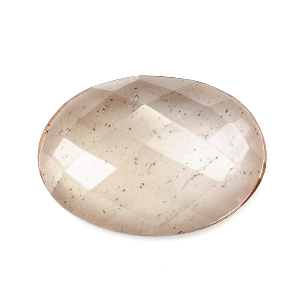 CHAMPAGNE SUNSTONE CHECKER OVAL CAB 14X10MM 3.20 Cts.