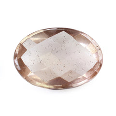 CHAMPAGNE SUNSTONE CHECKER OVAL CAB 14X10MM 3.20 Cts.