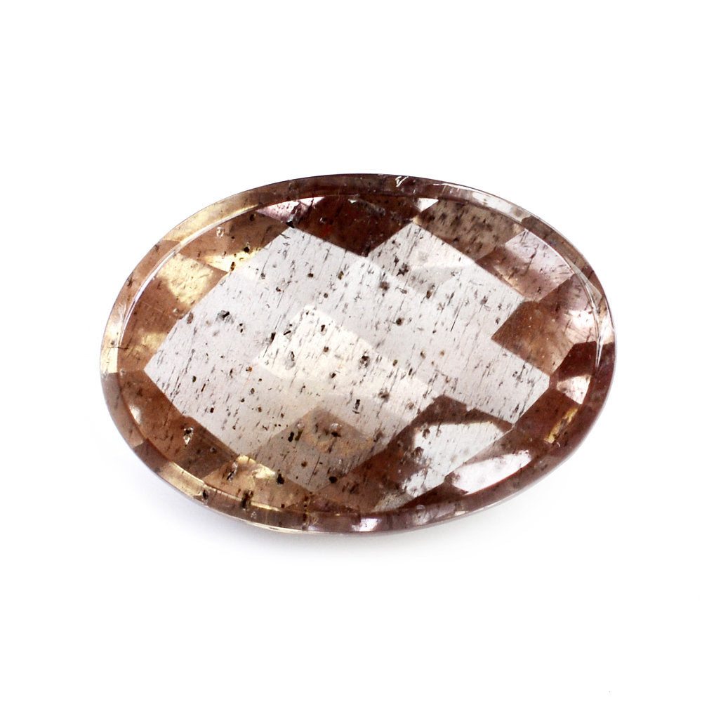 CHAMPAGNE SUNSTONE CHECKER OVAL CAB 14X10MM 4.99 Cts.