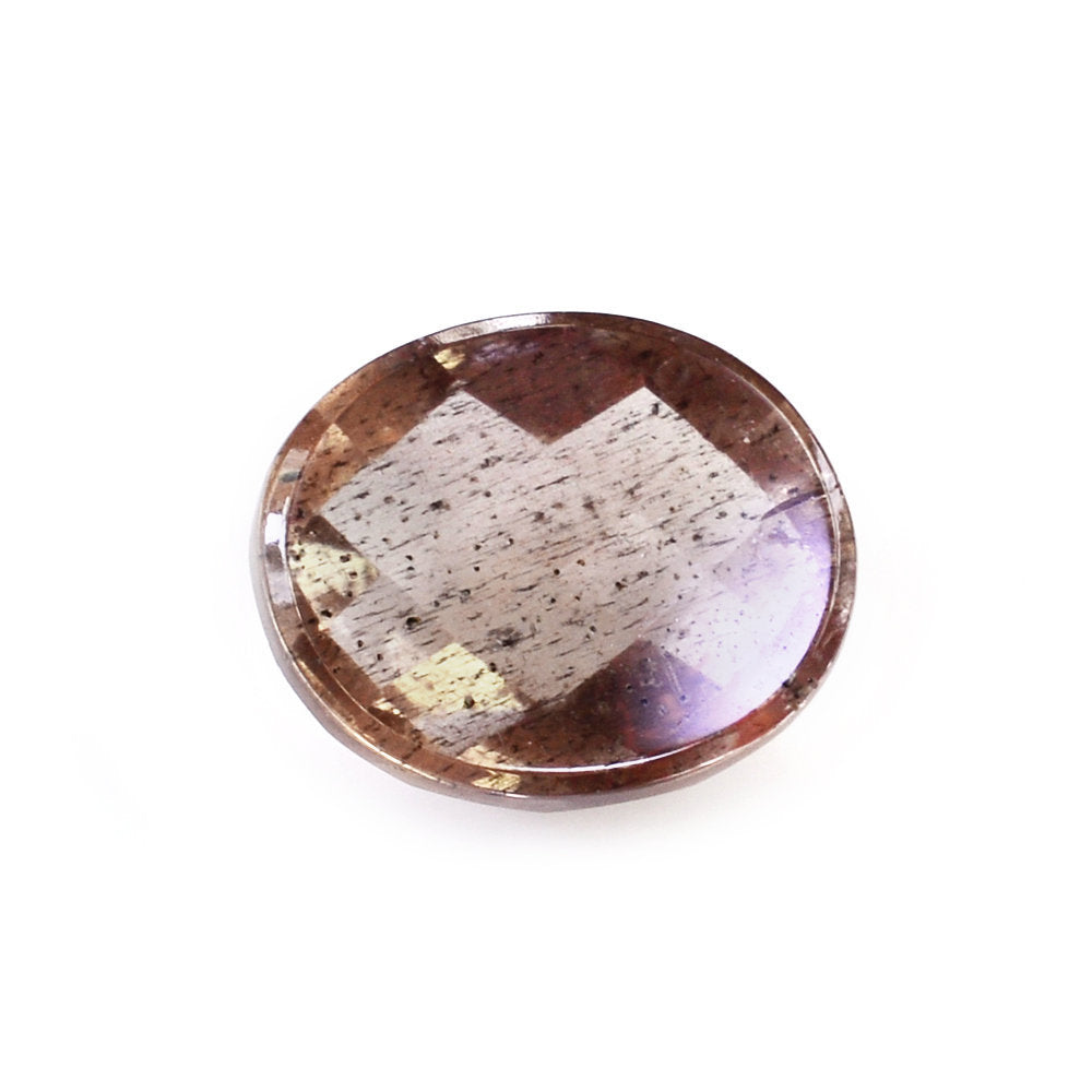CHAMPAGNE SUNSTONE CHECKER OVAL CAB 11X9MM 2.95 Cts.