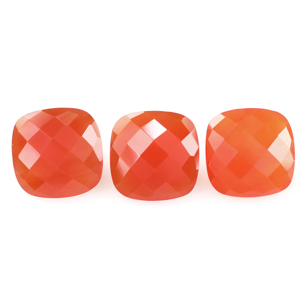 CARNELIAN CHECKER CUT CUSHION 12MM 6.38 Cts.