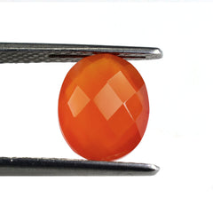 CARNELIAN CHECKER BRIOLETTE OVAL 11X9MM 3.22 Cts.