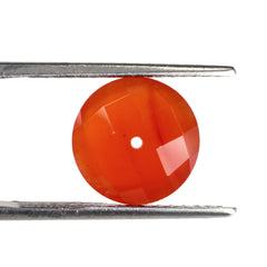 CARNELIAN CHECKER BRIOLETTE ROUND (FULL DRILL) 11MM 3.82 Cts.